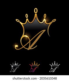 Un conjunto de ilustraciones vectoriales Monograma Dorado Letra inicial A