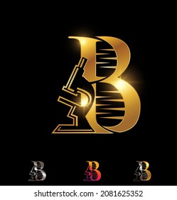 Un conjunto de ilustraciones vectoriales de la letra B del logotipo del ADN dorado