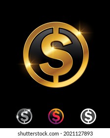 A vector illustration set of Golden Dollar Vector Sign
