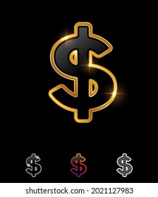 A vector Illustration set of Golden Dollar Vector Sign
