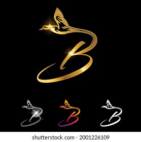 Ein Vektor-ILlustration-Set mit dem Anfangsbuchstaben B des Golden Duck Monogram