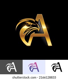 A vector illustration set of Golden Eagle Monogram Initial Letter A
