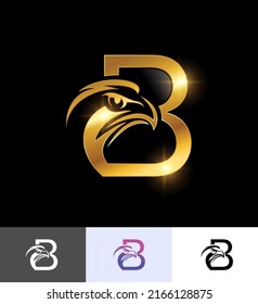 A vector illustration set of Golden Eagle Monogram Initial Letter B