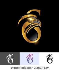 A vector illustration set of Golden Eagle Monogram Initial Letter S