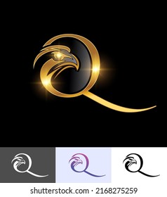 A vector illustration set of Golden Eagle Monogram Initial Letter Q