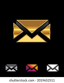A vector illustration set of Golden Envelope Vector Sign