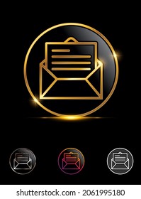 Un conjunto de ilustraciones vectoriales de señalización circular de sobre dorado