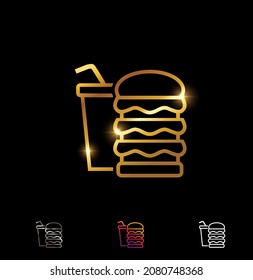 Un conjunto de ilustraciones vectoriales del icono del vector de comida rápida de oro 
