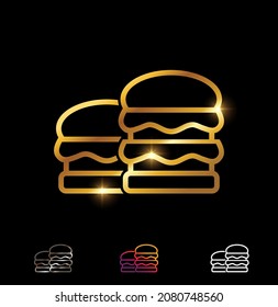 Un conjunto de ilustraciones vectoriales del icono del vector de comida rápida de oro 
