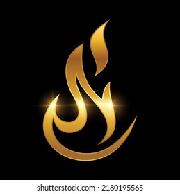 A vector illustration set of Golden Fire Flame Symbol Logo Sign