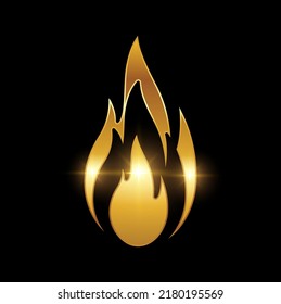 A vector illustration set of Golden Fire Flame Symbol Logo Sign