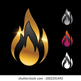 A Vector Illustration set of Golden Flame Vector Sign