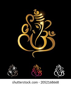 A vector illustration set of Golden Ganesha Vector Sign 