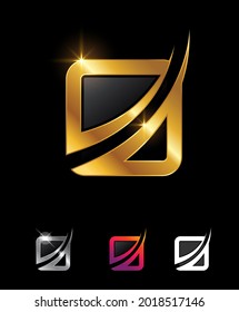 A vector illustration set of Golden Geometric Business Finance Premium Company Logo and Sign in black background with gold shine effect for luxury and royal logo sign 