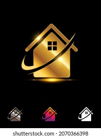 Ein Vektorgrafik-Set mit dem Vectorlogo-Zeichen des Goldenen Home-Symbol