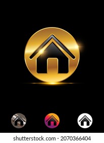 Un conjunto de ilustraciones vectoriales del logotipo del vector del símbolo del hogar dorado