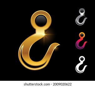 A vector Illustration set of Golden Hook Vector Sign