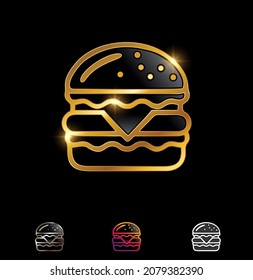 Un conjunto de ilustraciones vectoriales del icono de la hamburguesa aislada de oro