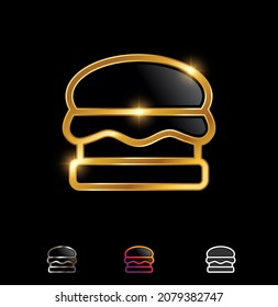 A Vector Illustration set of Golden Isolated Burger Icon