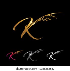 A vector Illustration set of Golden Letter K Monogram Initial Sign