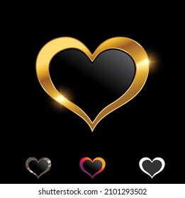 A Vector Illustration set of Golden Luxury  Heart Love Vector Sign