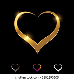 Vector Illustration Set Golden Luxury Heart Stock Vector (royalty Free 