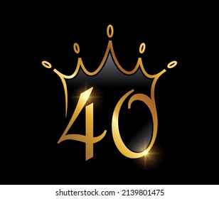 A vector illustration set of Golden Luxury Crown Monogram Number 40