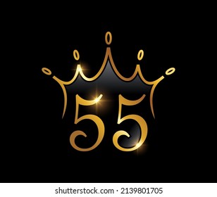 A vector illustration set of Golden Luxury Crown Monogram Number 55