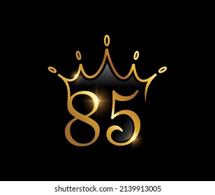 A vector illustration set of Golden Luxury Crown Monogram Number 85