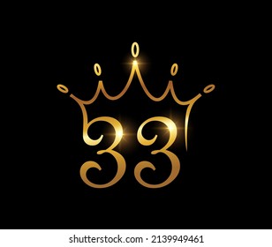Ein Vektorgrafik-Set von Golden Luxury Crown Monogram Number 33