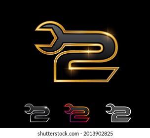 A vector Illustration set of Golden Mechanic Monogram Logo Number 2