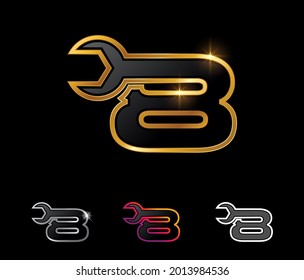 Un conjunto de ilustraciones vectoriales de Monograma Golden Mechanic Número 8