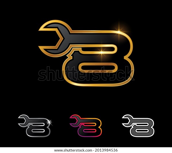 Vector Illustration Set Golden Mechanic Monogram Stock Vector (Royalty Free) 2013984536 ...