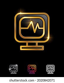 A vector illustration set of Golden Medical Health Monitor Vector Sign