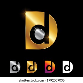 Ein Vektorgrafik-Set mit dem Anfangsbuchstaben des Golden Monogram Dd