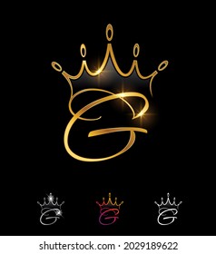 A Vector Illustration set of Golden Monogram Crown Initial Letter G