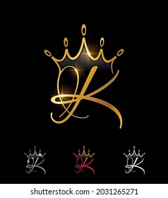 A Vector Illustration set of Golden Monogram Crown Initial Letter K