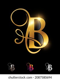 A vector Illustration set of Golden Monogram Letter B