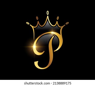 Un conjunto de ilustraciones vectoriales de la letra inicial del monograma dorado P