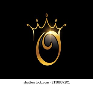A vector illustration set of Golden Monogram Crown Initial Letter O