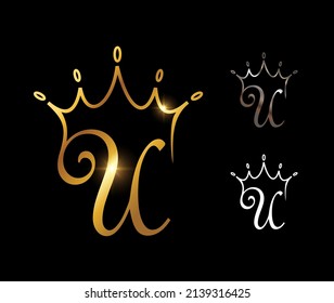 Un conjunto de ilustraciones vectoriales de la letra inicial del monograma dorado U