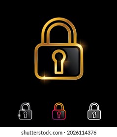 A vector illustration set of Golden padlock logo vector sign