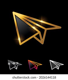 A vector illustration set of Golden paper plane logo vector