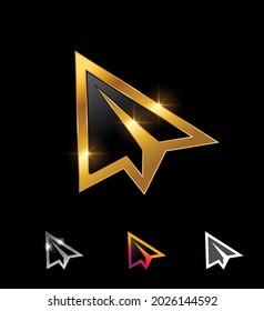 A vector illustration set of Golden paper plane logo vector