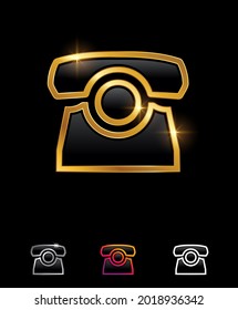 A vector Illustration set of Golden Phone Vector Sign in black background with gold shine effect for royal and luxury sign
