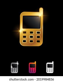 A vector illustration set of Golden Phone vector Sign in black background with gold shine effect for luxury and royal logo sign