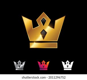 Un conjunto de ilustraciones vectoriales con el signo del vector de la corona real de oro