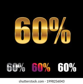 A vector Illustration set of Golden and Silver 60 Percent Sign