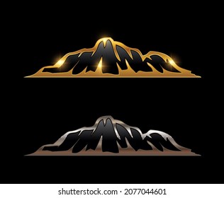 A Vector Illustration set of Golden and Silver Mountain Icon Sign