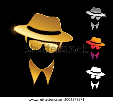 A vector illustration set of Golden Spy Man Vector Sign